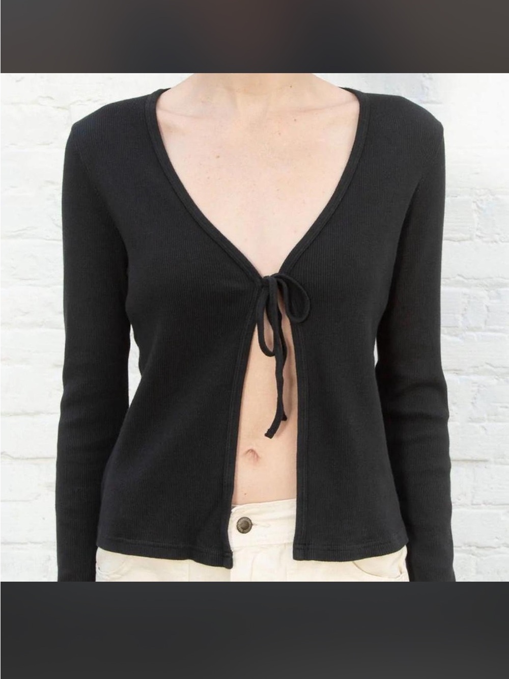 Brandy Melville gray Greta tie top